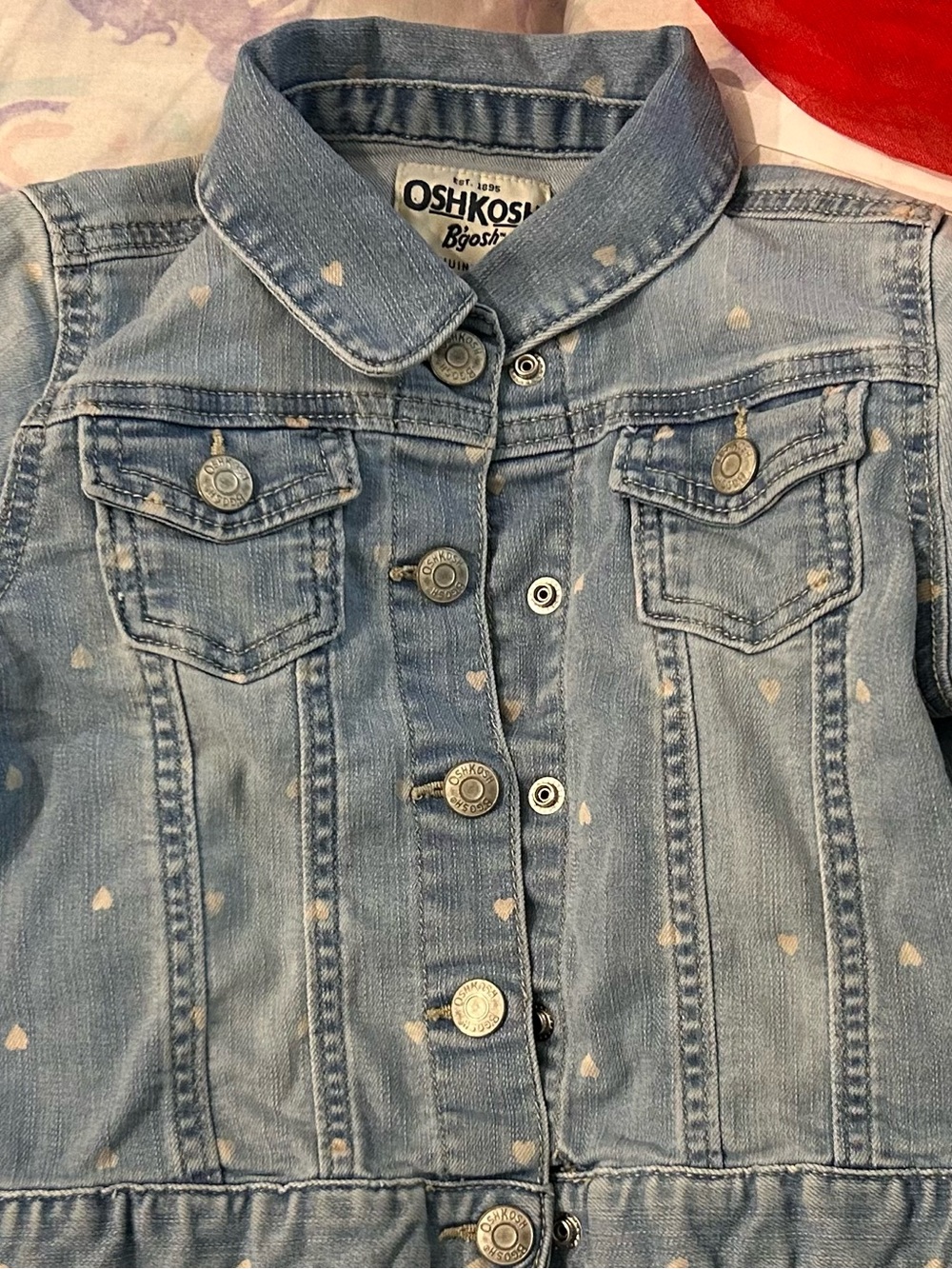 OshKosh B'gosh Light Blue Denim Jacket with Cream Heart Print